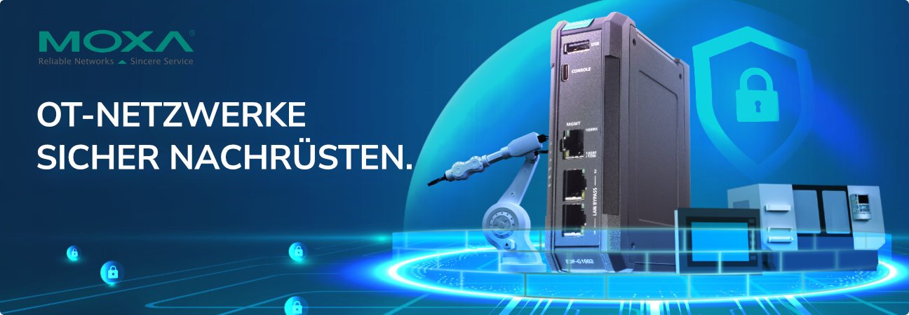 Moxa EDF-G1002-BP Firewall für die sichere Nachrüstung bestehender OT-Netzwerke
